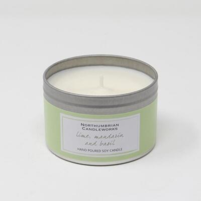 Northumbrian Candleworks Lime Mandarin Basil Soy Candle Tin